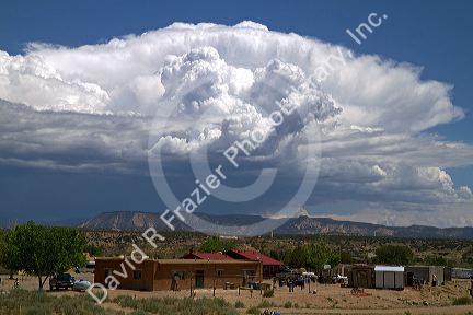 Stratocumulus clouds building over the desert near Cuba, New Mexico, USA.