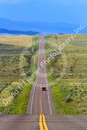 Truck traveling on U.S. Route 40 in western Colorado, USA.