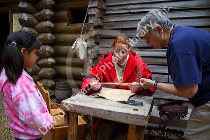 Historical reenactment at Fort Clatsop National Memorial near Astoria, Oregon, USA.