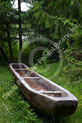 Replica of a dugout canoe at Fort Clatsop National Memorial near Astoria, Oregon, USA.