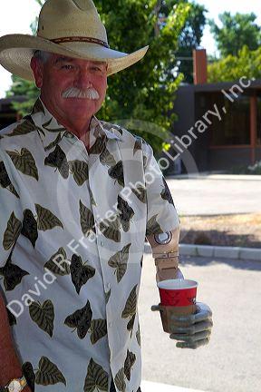 Man with a prosthetic arm in Boise, Idaho, USA. MR