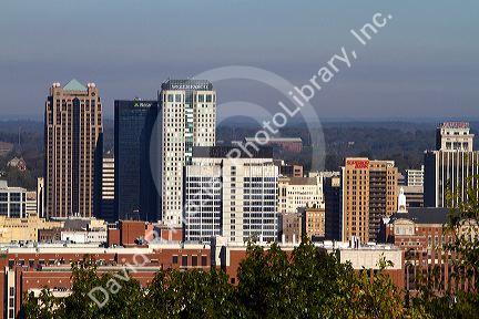 View of the city of Birmingham taken from Vulcan Park, Alabama, USA.