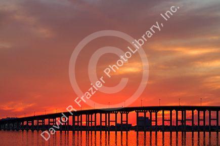The Biloxi Bay Bridge carries U.S. Route 90 over Biloxi Bay between Biloxi and Ocean Springs, Mississippi, USA.
