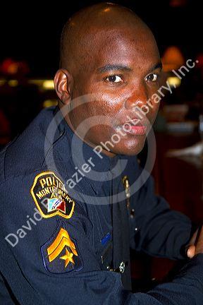 African american police officer in Montgomery, Alabama, USA.