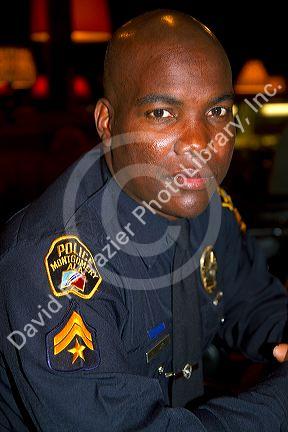 African american police officer in Montgomery, Alabama, USA.