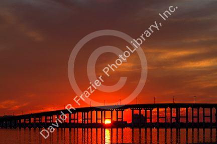 The Biloxi Bay Bridge carries U.S. Route 90 over Biloxi Bay between Biloxi and Ocean Springs, Mississippi, USA.