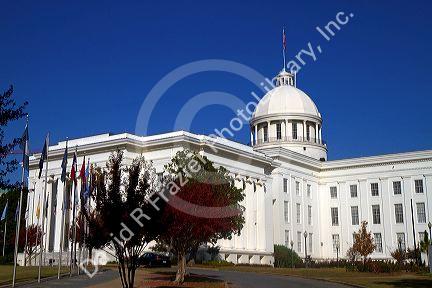 The Alabama State Capitol Building located on Goat Hill in Montgomery, Alabama, USA.