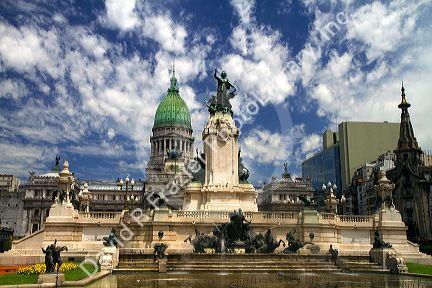 Monument to the Two Congresses in front of the Argentine National Congress building in Buenos Aires, Argentina.