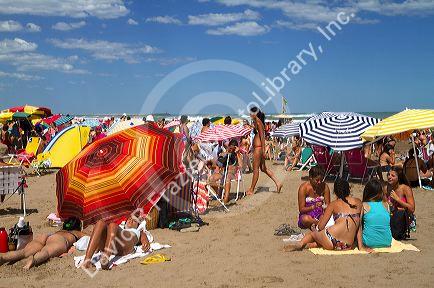 Beach scene at Miramar, Argentina.