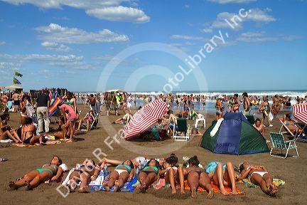 Beach scene at Miramar, Argentina.