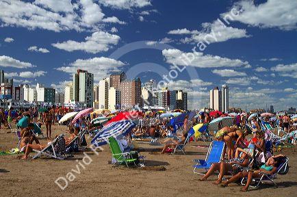 Beach scene at Miramar, Argentina.