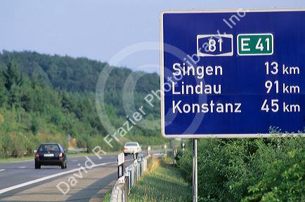 A kilometer sign on the Autobahn in Germany.