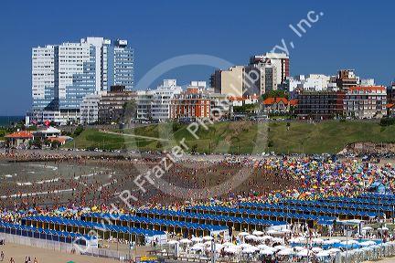 Beach scene at Mar del Plata, Argentina.