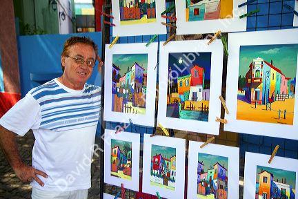 Art vendor in the La Boca barrio of Buenos Aires, Argentina.