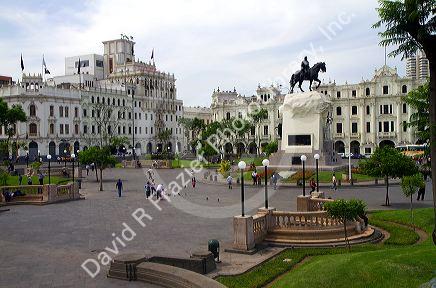 Plaza San Martin located within the Historic Centre of Lima, Peru.