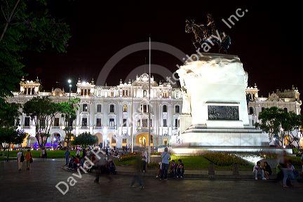 Plaza San Martin located within the Historic Centre of Lima, Peru.