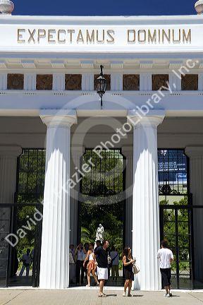 Entrance to La Recoleta Cemetery in Buenos Aires, Argentina.