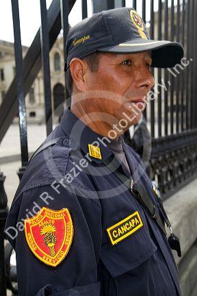 National police officer of Lima, Peru.