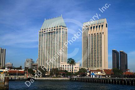Waterfront hotels at San Diego, California, USA.