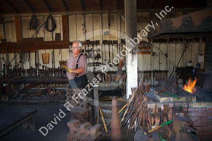 Blacksmith demonstration at Old Town San Diego State Historic Park, California, USA.