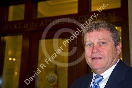 Attorney General Lawrence Wasden outside his office in the Idaho State Capitol building located in Boise, Idaho, USA.