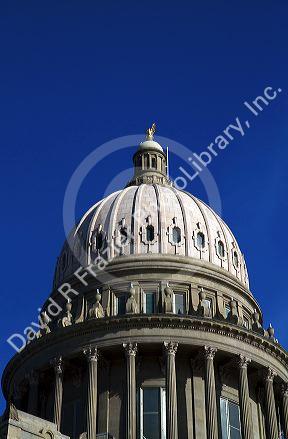 Exterior dome of the Idaho State Capitol building located in Boise, Idaho, USA.
