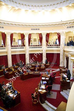 Idaho Senate in session at the Idaho State Capitol building located in Boise, Idaho, USA.