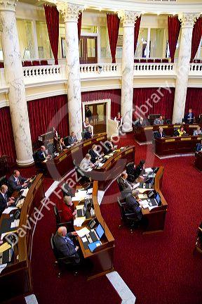 Idaho Senate in session at the Idaho State Capitol building located in Boise, Idaho, USA.