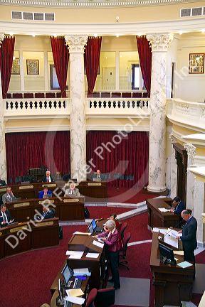 Idaho Senate in session at the Idaho State Capitol building located in Boise, Idaho, USA.