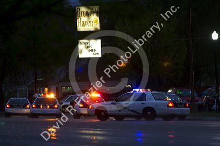 Police cars at an emergency response in Boise, Idaho, USA.
