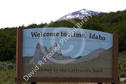 Welcome to Almo, Idaho road sign along Idaho State Highway 77.