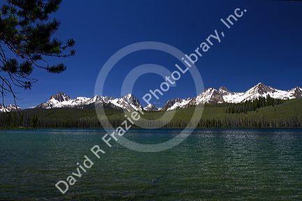 Little Redfish Lake and the Sawtooth Mountain Range located in Custer County, Idaho, USA.