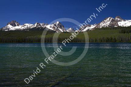 Little Redfish Lake and the Sawtooth Mountain Range located in Custer County, Idaho, USA.