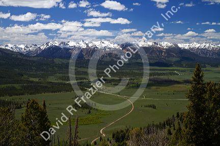 View of the Sawtooth Mountain Range from Galena Summit in Custer County, Idaho, USA.