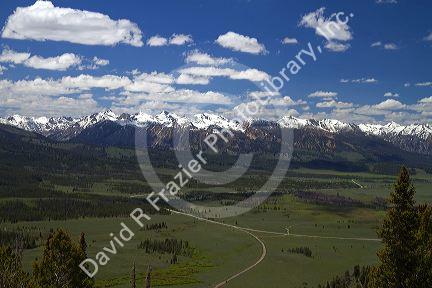 View of the Sawtooth Mountain Range from Galena Summit in Custer County, Idaho, USA.