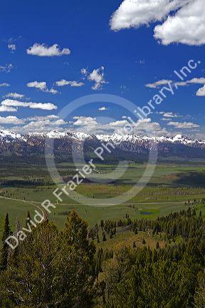 View of the Sawtooth Mountain Range from Galena Summit in Custer County, Idaho, USA.