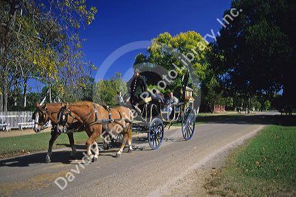 A horse drawn carriage in colonial Williamsburg, Virginia.