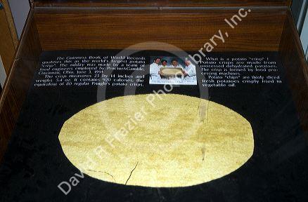 World's largest potato crisp at the Idaho Potato Museum located in Blackfoot, Idaho, USA.