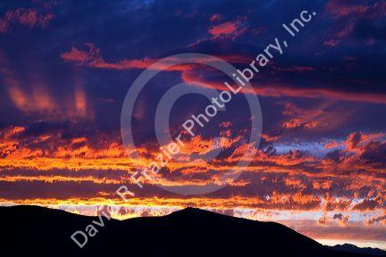 Sunset along Interstate 15 near Dillon, Montana, USA.