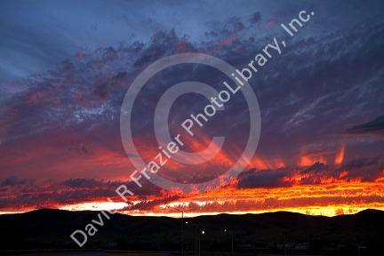 Sunset along Interstate 15 near Dillon, Montana, USA.