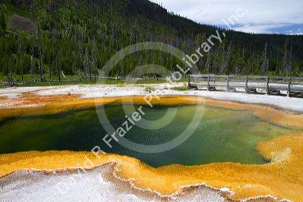 Emerald Pool at Black Sand Basin in Yellowstone National Park, Wyoming, USA.