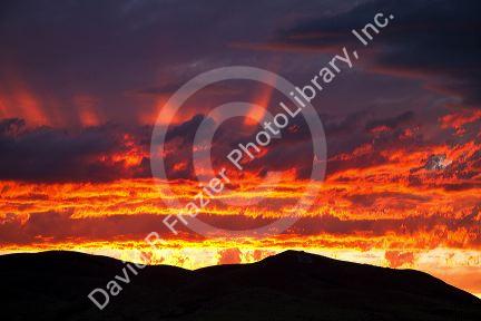 Sunset along Interstate 15 near Dillon, Montana, USA.