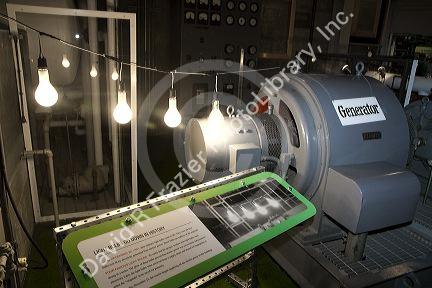 Turbine used to create the world's first nuclear electricity at the EBR-I decommissioned research nuclear reactor atomic museum located in the desert near Arco, Idaho, USA.