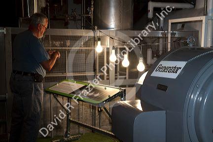 Turbine used to create the world's first nuclear electricity at the EBR-I decommissioned research nuclear reactor atomic museum located in the desert near Arco, Idaho, USA.