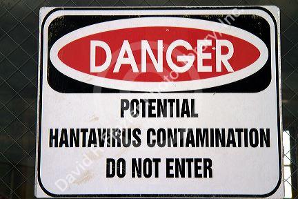 Danger sign at the EBR-I decommissioned research nuclear reactor atomic museum located in the desert near Arco, Idaho, USA.