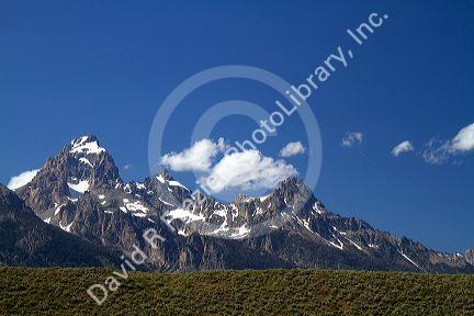 Scenic view of the Teton Range inside Grand Teton National Park located in northwestern Wyoming, USA.