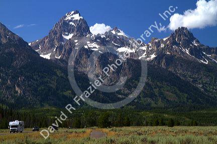 Scenic view of the Teton Range inside Grand Teton National Park located in northwestern Wyoming, USA.