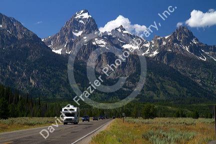Scenic view of the Teton Range inside Grand Teton National Park located in northwestern Wyoming, USA.