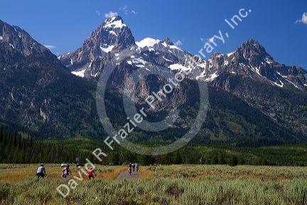 Scenic view of the Teton Range inside Grand Teton National Park located in northwestern Wyoming, USA.