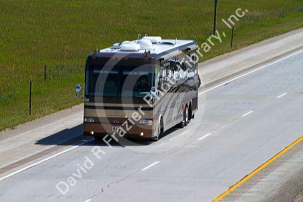 Motorhome traveling on I-90 west of Spearfish, South Dakota, USA.